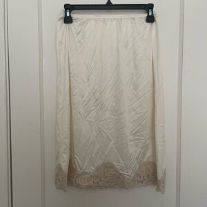 Vintage Cream Lace Trim Slip Skirt